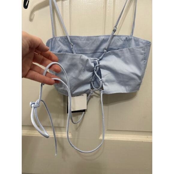 EN SAISON Abigail Midi Skirt Set Pleated Medium & Bralette Small Sky Blue NWT - Picture 9 of 10